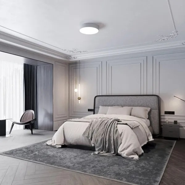 Plafoniera da bagno con sensore CLEO, 4xE27/24W/230V, Ø 50 cm, IP54, grigia