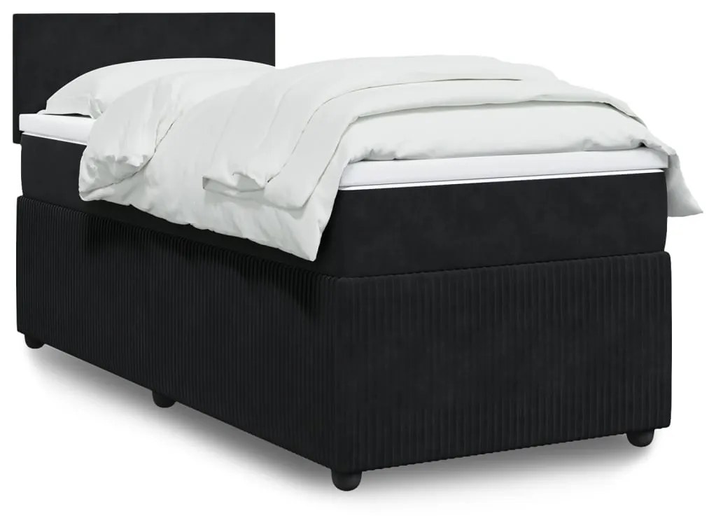 Giroletto A Molle Con Materasso Nero 90x190 Cm İn Velluto /