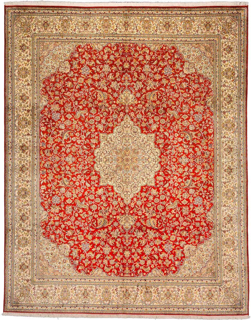 Cashmere Silk Tappeto 310x250 Beige (Indian) Annodato A Mano