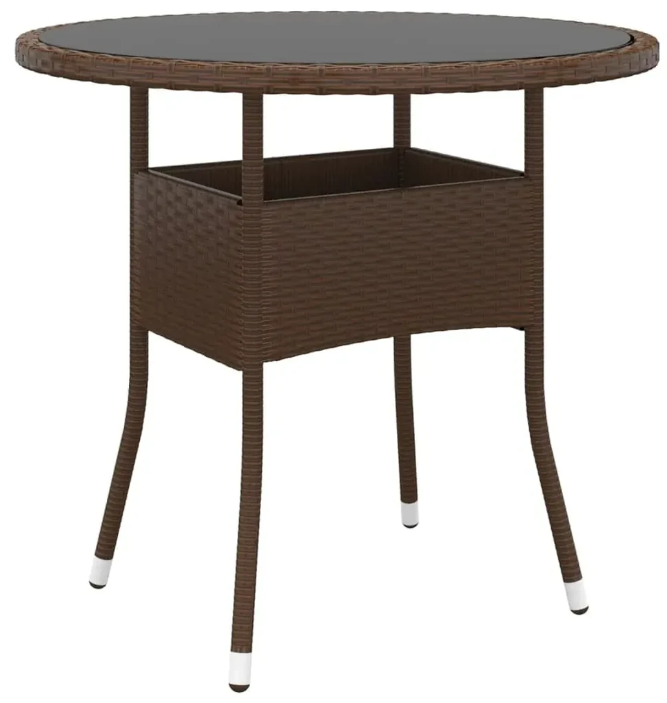 Set bistrot giardino 5 pz polyrattan e vetro temperato marrone