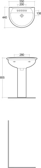 Lavabo 440 x 550 mm con colonna o semicolonna Karla RAK Ceramics