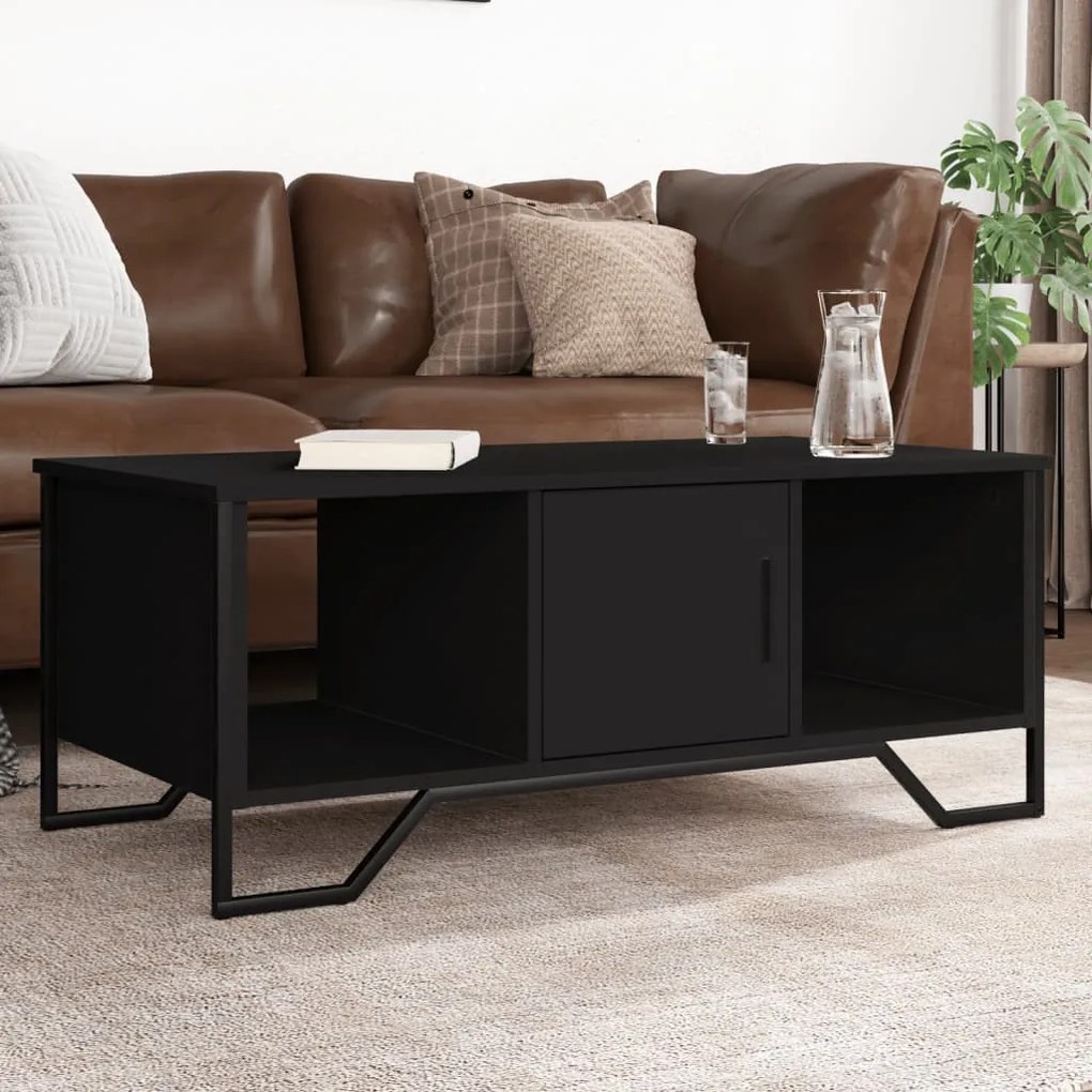 Tavolino Da Salotto Nero 100x51x40 Cm İn Legno Multistrato /