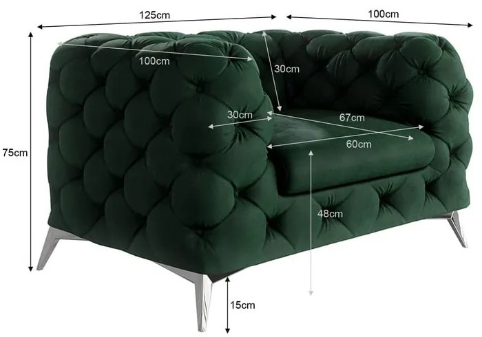 Poltrona verde scuro con rivestimento in velluto Chelsea – Ropez