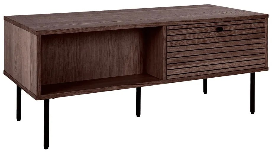 Tavolino da salotto marrone scuro con effetto rovere 50x100 cm Kyoto – House Nordic