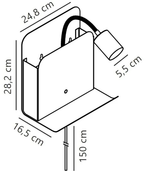 Nordlux - Lampada da parete ROOMI con mensola e USB 1xGU10/8W/230V bianco