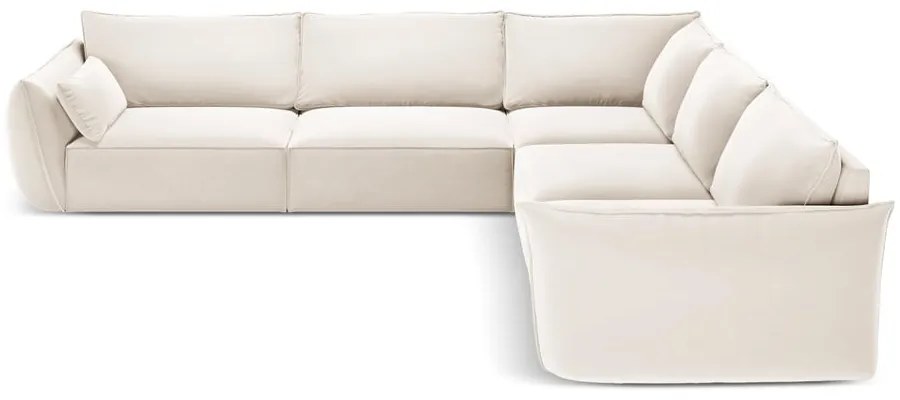 Divano angolare beige con rivestimento in velluto Vanda – Mazzini Sofas