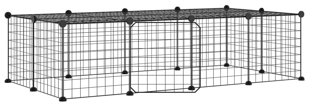 Gabbia per animali 20 pannelli con porta nera 35x35 cm acciaio