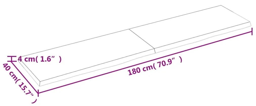 Ripiano muro grigio scuro 180x40x4 cm massello rovere trattato