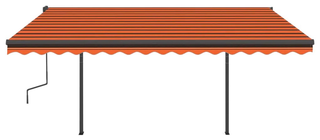 Tenda Retrattile Automatica con Pali 4,5x3,5 m Arancio Marrone