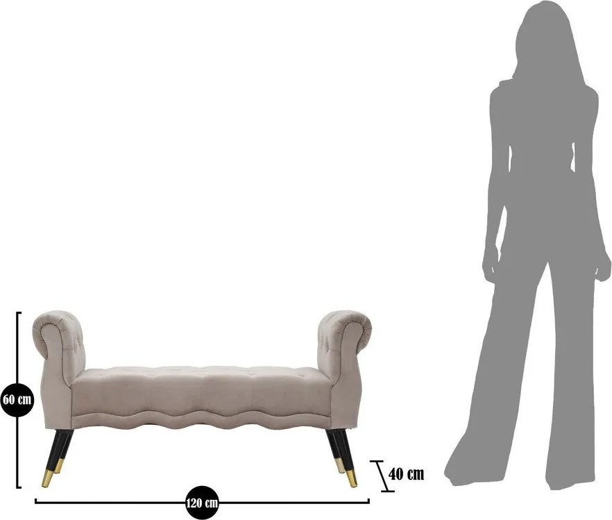 Panchina grigio tortora con rivestimento in velluto Paris – Mauro Ferretti