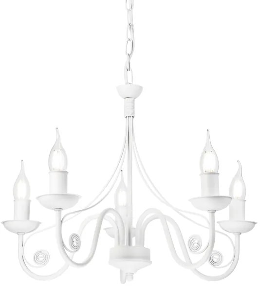 Lampadario a sospensione con catena DONATO 5xE14/40W/230V bianco