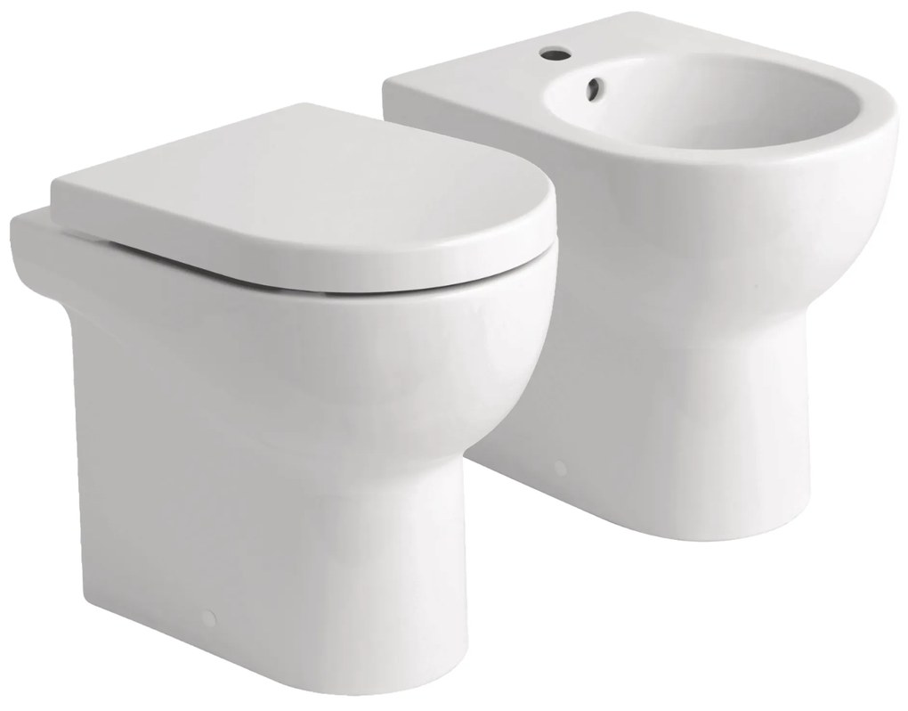 Coppia Di Sanitari a Terra Azzurra Ceramica "Mini Nuvola" Bianco Lucido