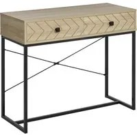 Tavolo Consolle per Ingresso 2 Cassetti 90x35x76 cm in Legno e Metallo