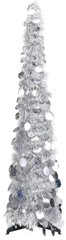 Albero di Natale Artificiale Apribile in PET, Argento / 120 cm