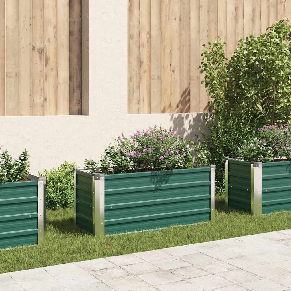 Letto Rialzato Giardino İn Acciaio Zincato 100x40x45 Cm Verde /