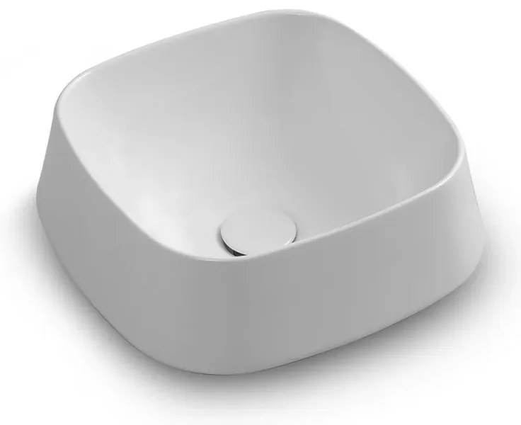 Lavabo da appoggio in ceramica bianco lucido quadrato 42 cm Aris