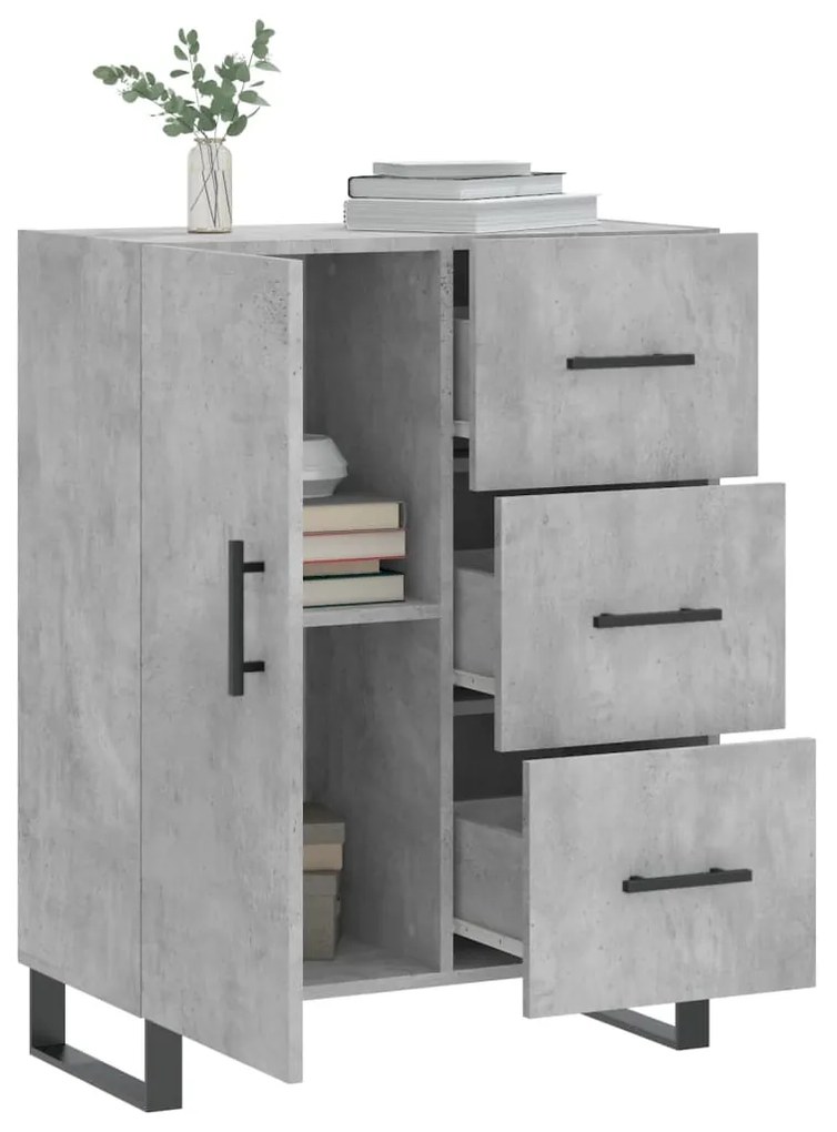 Credenza grigio cemento 69,5x34x90 cm in legno multistrato