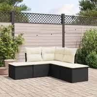 Set Divani da Giardino 5 pz con Cuscini in Polyrattan Nero 3217716