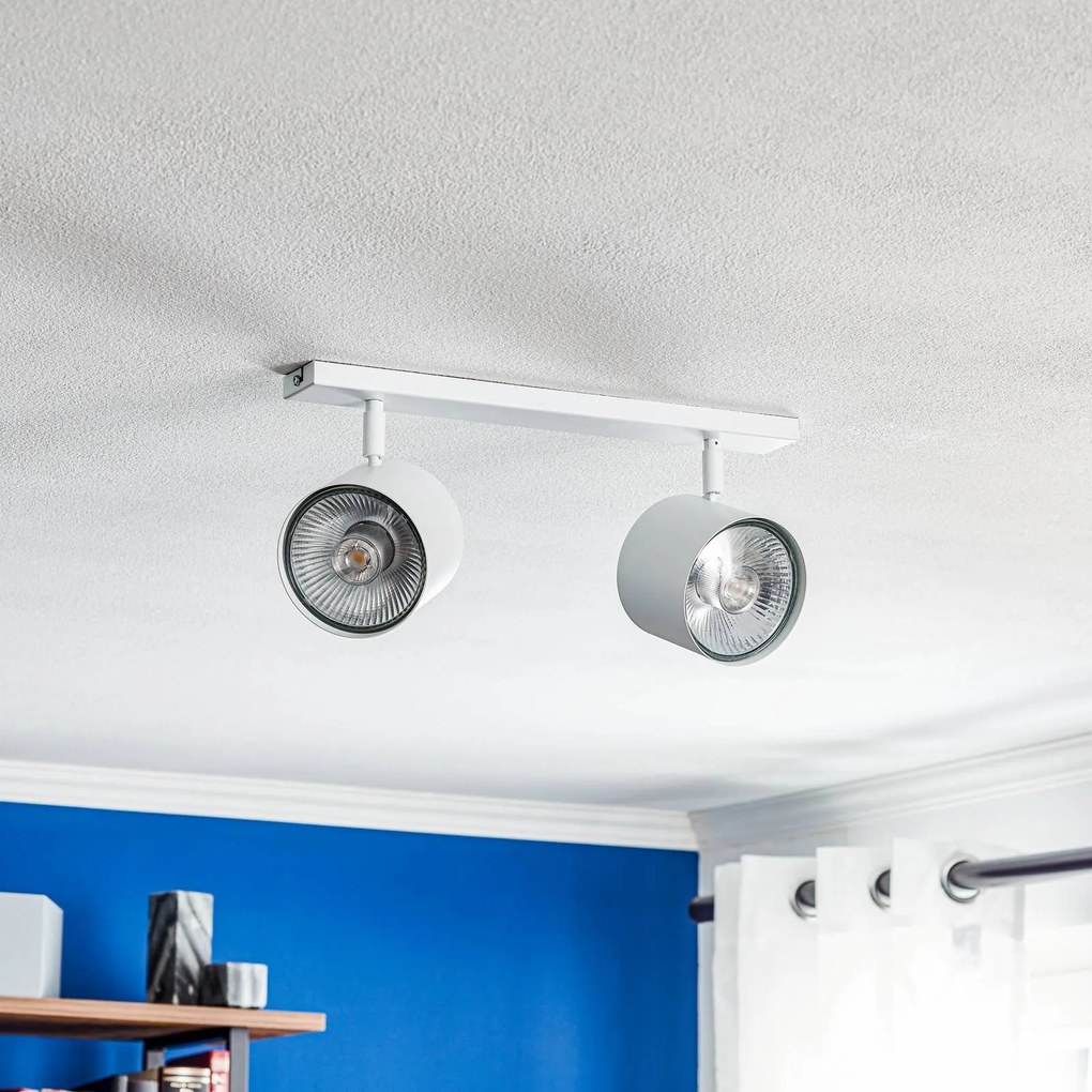 Faretto da soffitto Bot, bianco, 2 luci Bot ALDEX, dimmerabile, Bianco / Opale, Soggiorno / Sala da pranzo, Metallo, Moderno, Faretto alogeno