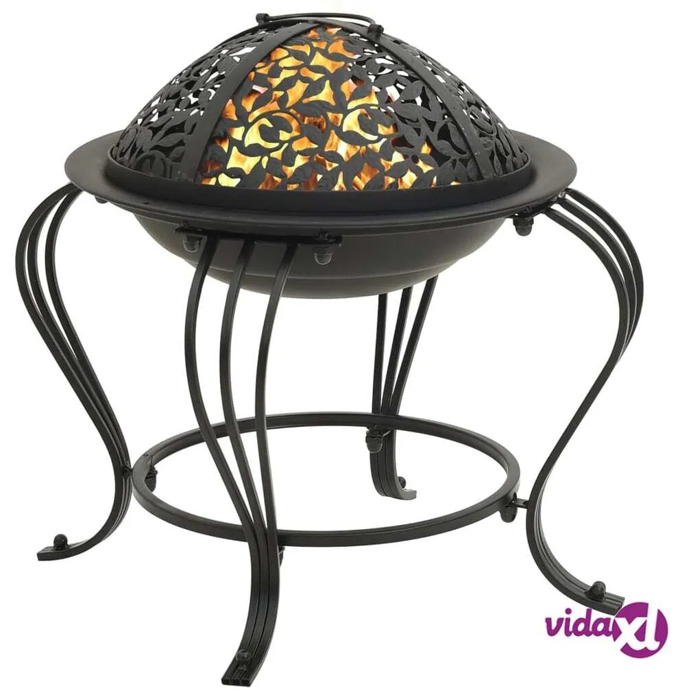 vidaXL Braciere con Attizzatoio 49 cm in Acciaio