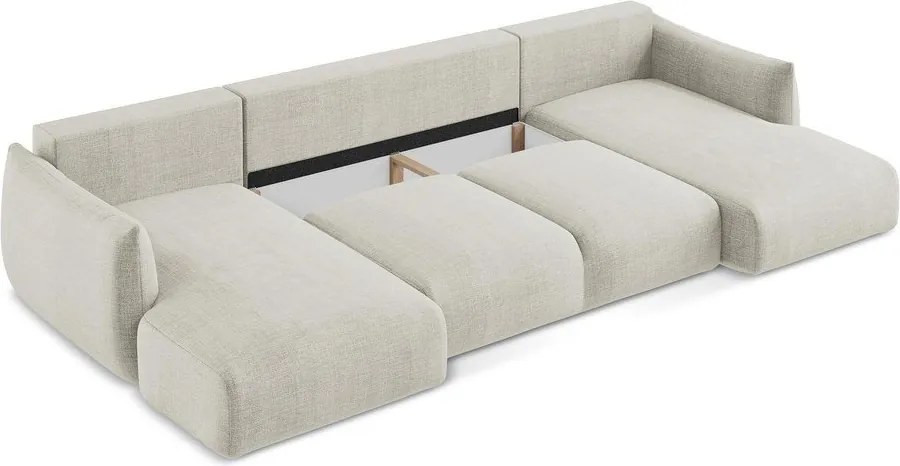Divano angolare beige allungabile (a U) Leila – Makamii