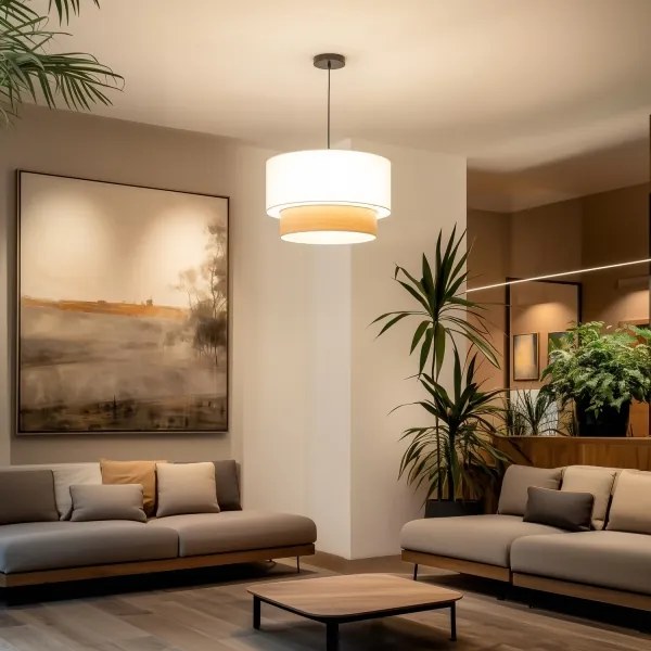 Brilagi - Lampada a sospensione LED su cavo CERIA 1x E27/40W/230V Ø 50 cm bianco/beige