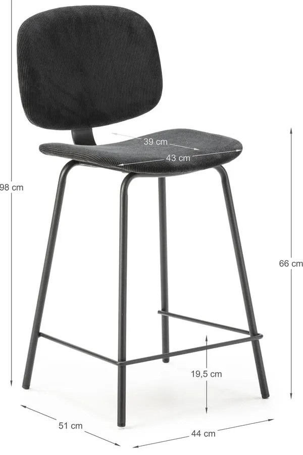 Set di sgabelli da bar neri 2 pz (altezza seduta 66 cm) Arus - Marckeric