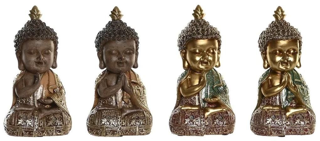 Statua Decorativa DKD Home Decor Beige Dorato Buddha Resina Orientale (10,5 x 9 x 19,5 cm) (4 Unità)