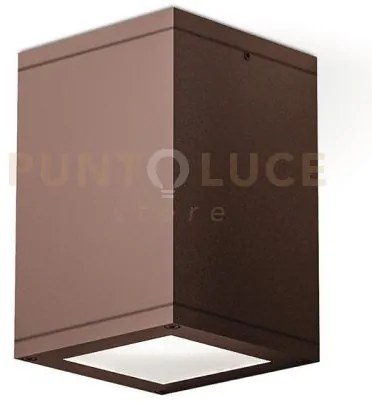 Ges1012- plafoniera quadrata in alluminio colore ruggine 1 luce att...