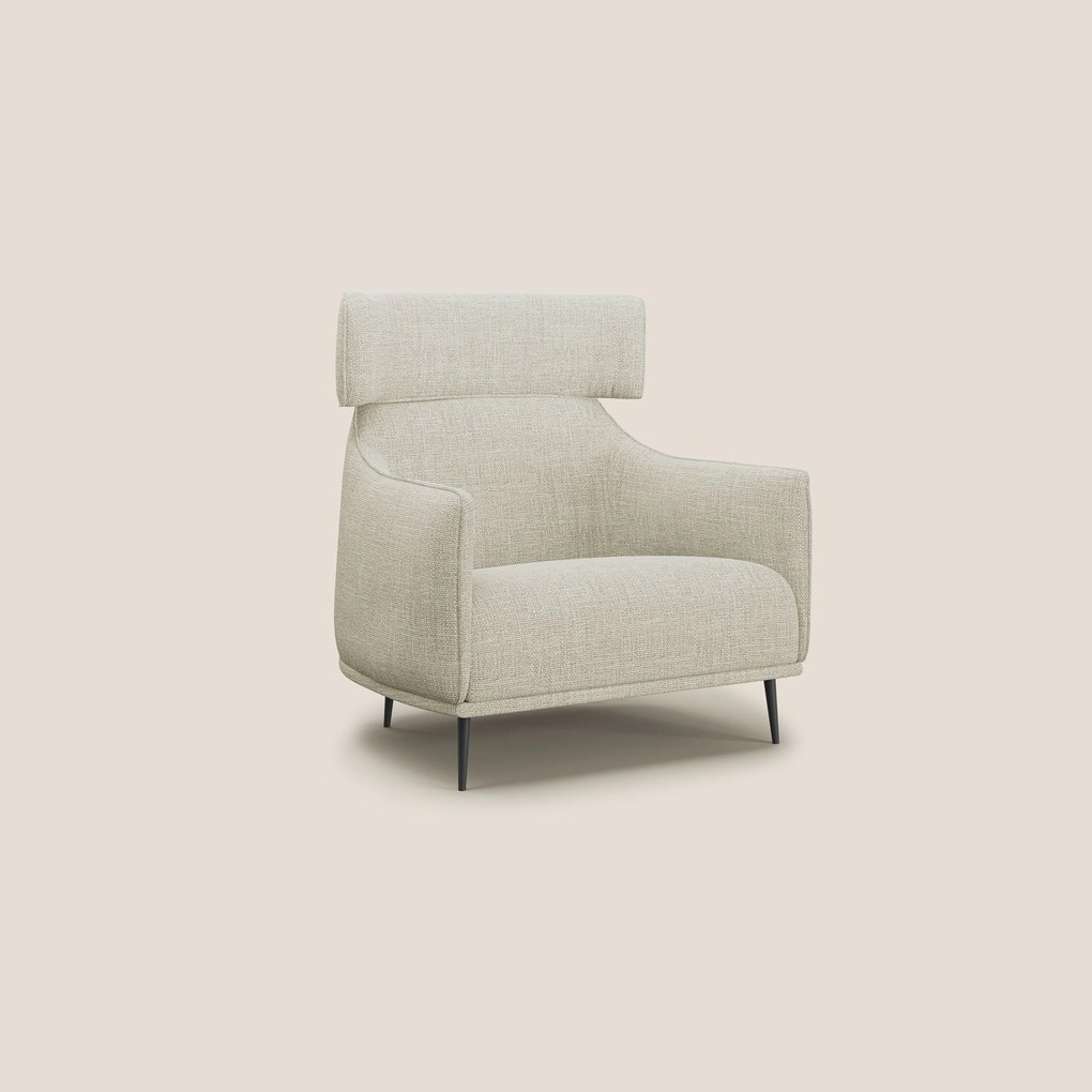 Zelda Poltroncina dal design moderno in morbido tessuto impermeabile T06 panna