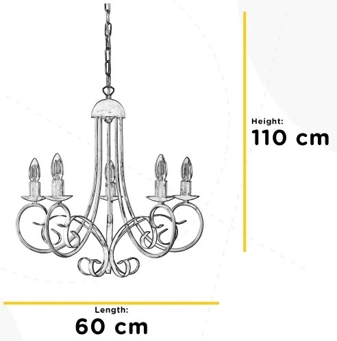 ONLI - Lampadario a sospensione con catena POMPEI 5xE14/6W/320V color crema