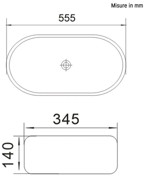 Ciotola da Appoggio in Ceramica Ovale 55,5 x 34,5 cm Bianco Lucido