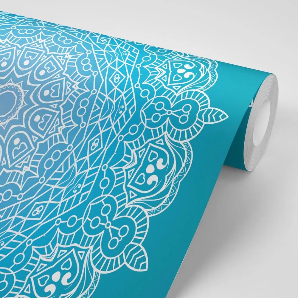 Carta da parati – Mandala meditativa su sfondo blu