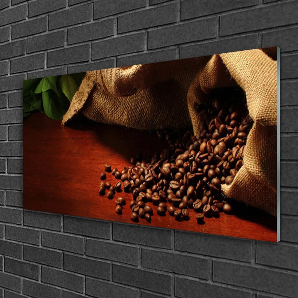 Quadro vetro Cucina a chicchi di caffè 100x50 cm 2 appendini
