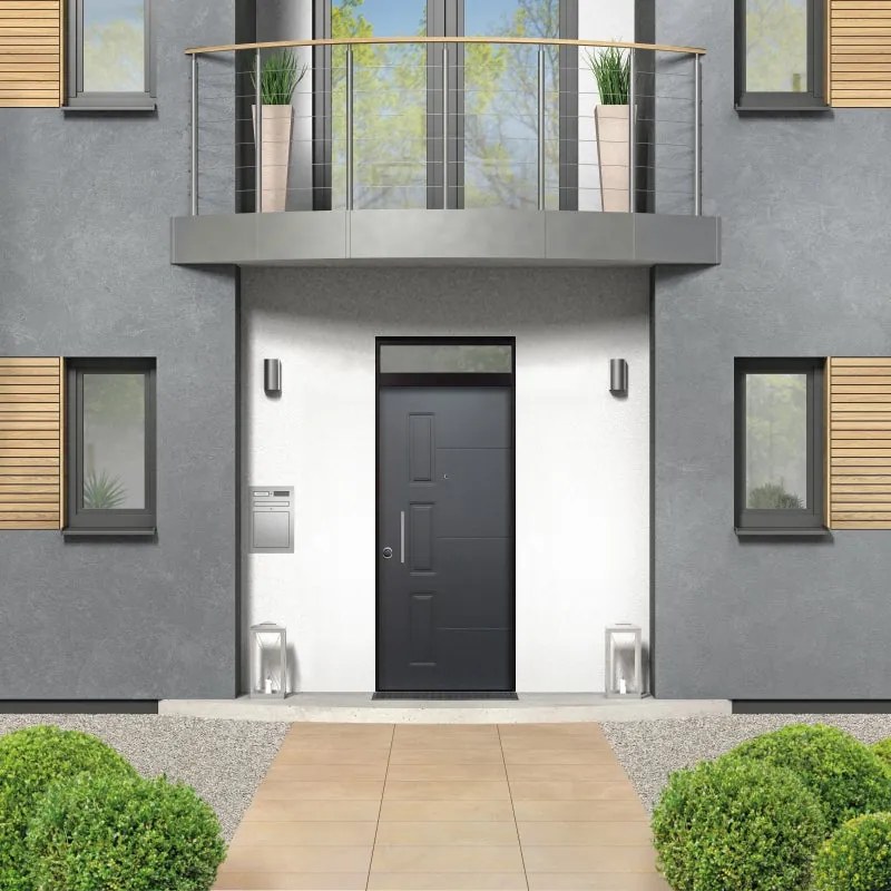 Porta blindata MASTER Jack S L 80 x H 210 cm in PVC grigio/bianco, apertura spingere a destra, falso telaio incluso