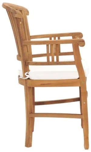 Sedie da Giardino 2 pz con Cuscini Bianco Crema Legno di Teak