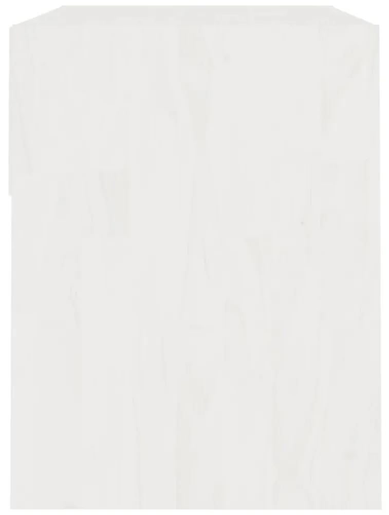 Comodino bianco 40x31x40 cm in legno massello di pino