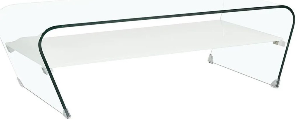 Tavolino in Vetro temperato bianco Ripiano bianco laccato - KELLY