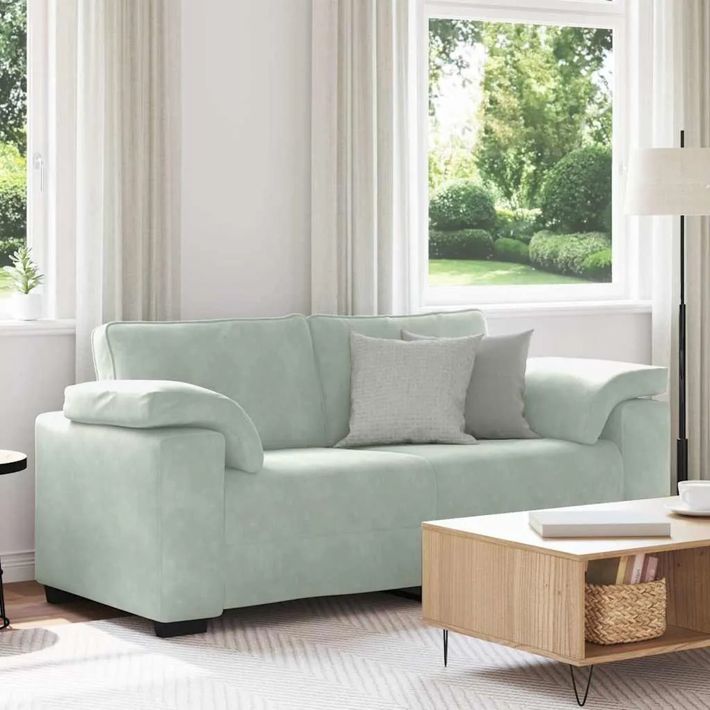 Divano Divanetto Grigio Chiaro 140 Cm İn Velluto /