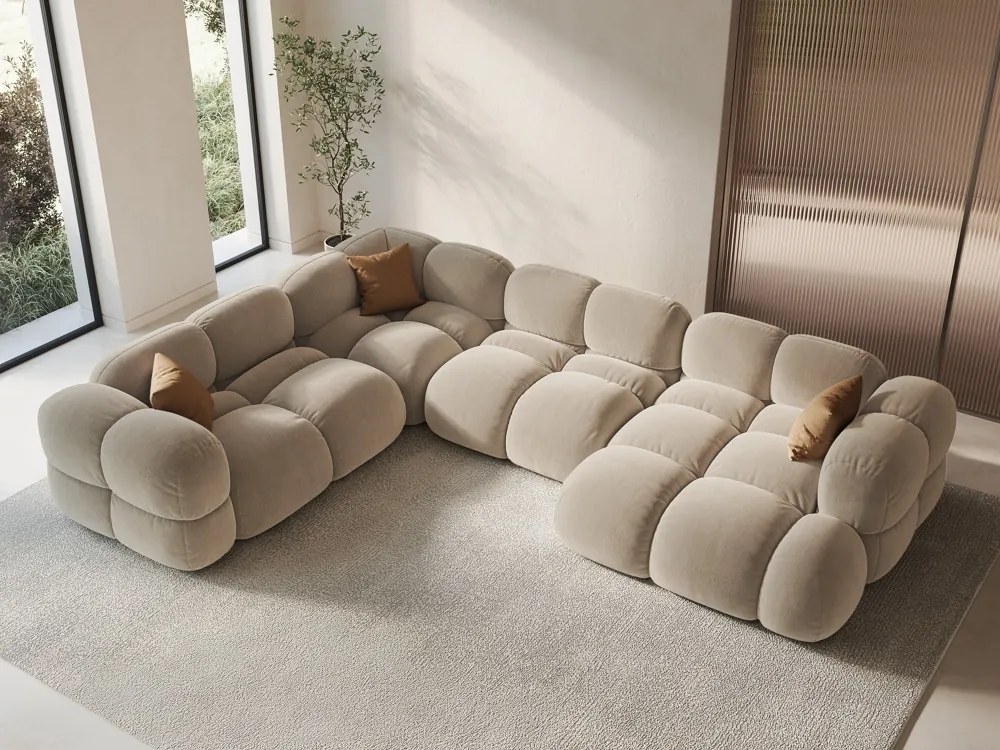 Divano angolare Loretto 5 posti in velluto – L345x250 cm