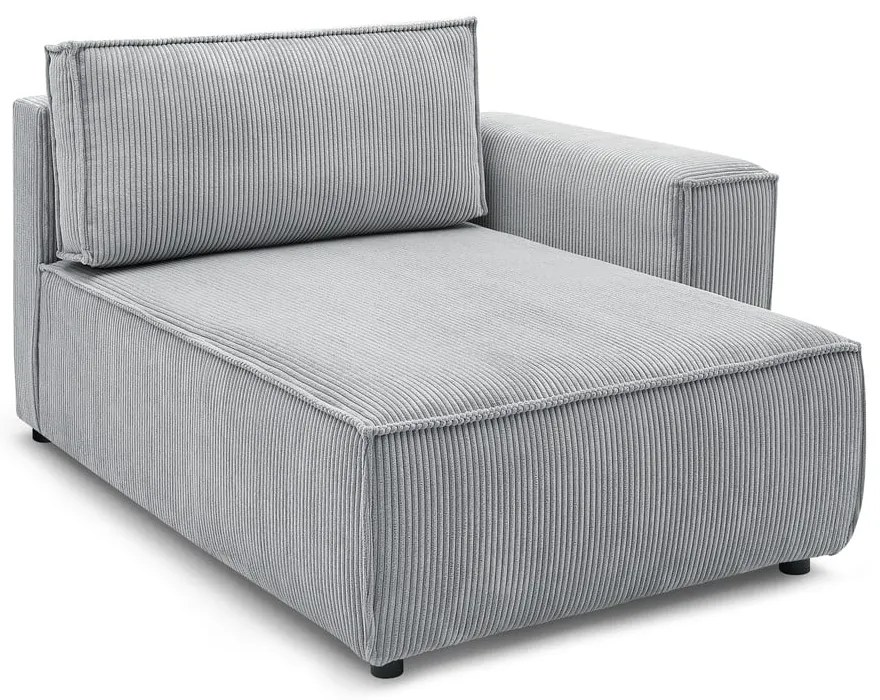 Modulo divano in velluto a coste grigio chiaro, angolo destro Nihad modular - Bobochic Paris