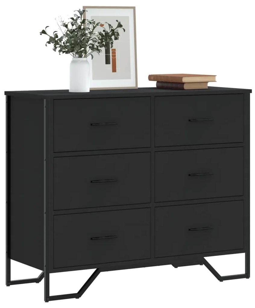 Cassettiera Nera 91x35,5x74,5 Cm İn Truciolato /