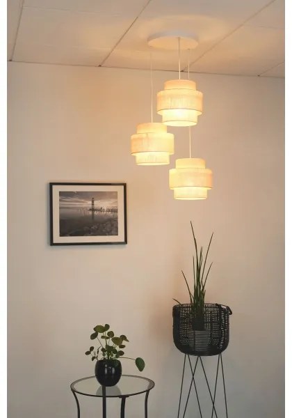 Brilagi - Lampadario a sospensione SPACE YUTE 3xE27/15W/230V crema/bianco