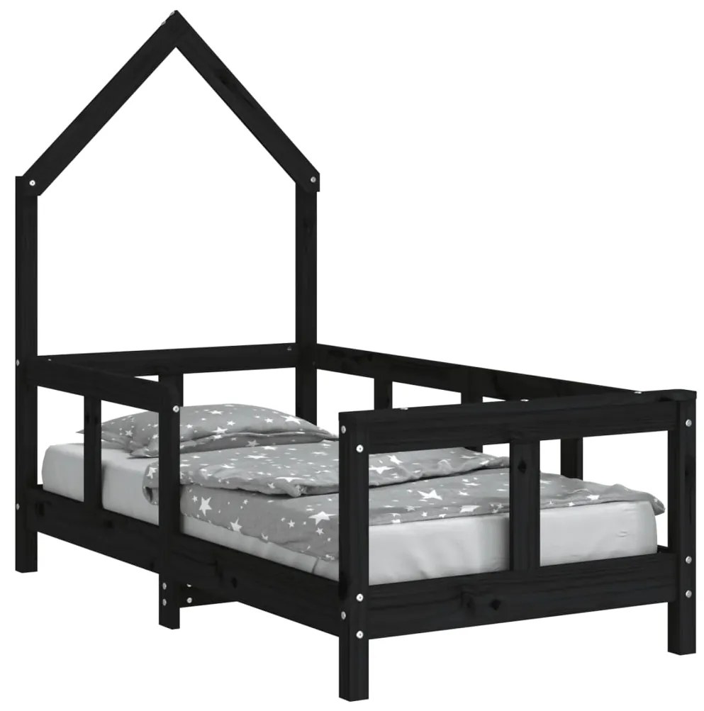 Giroletto per bambini nero 70x140 cm in legno massello di pino