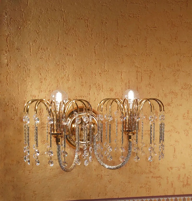 Applique 2 luci oro e cristallo - 406/A2 - Royal Crystal - Arredoluce Cromo