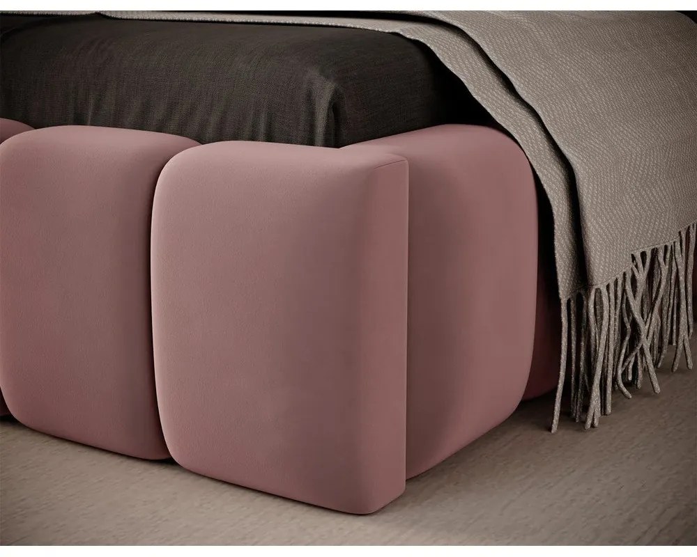 Letto singolo imbottito rosa con contenitore con rete inclusa 90x200 cm Lamica – ELTAP