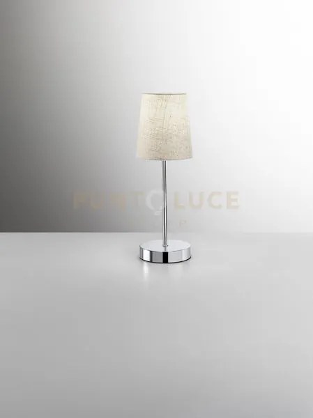 Adam lumetto in metallo cromo lucido paralume simil juta 1 luce att...