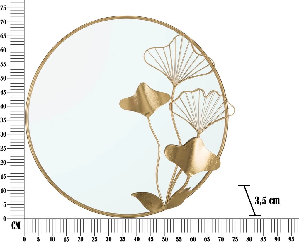Specchio With Flower 75x3,5x72 cm in Ferro e MDF Oro...
