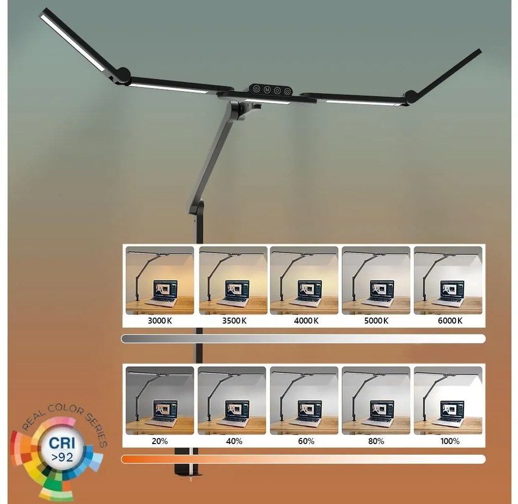 LED Dimmerabile flessibile lampada da tavolo LED/24W/230V 3000-6500K CRI 92 nero