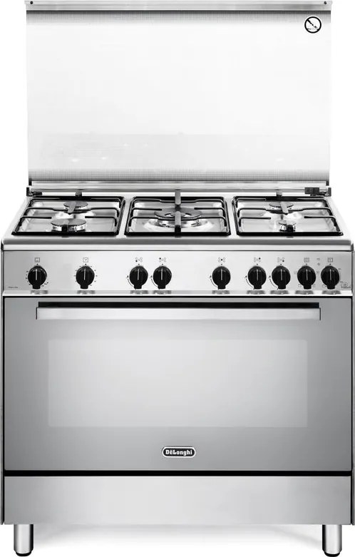 Cucina a gas con forno DE'LONGHI DGVX 96 SG inox L 90 x P 60 cm